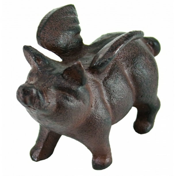 Weathered Grey Flying Pig Statue Pig with Wings Table Top Decor Weathered Grey Flying Pig Statue Pig with Wings Table Top Decor